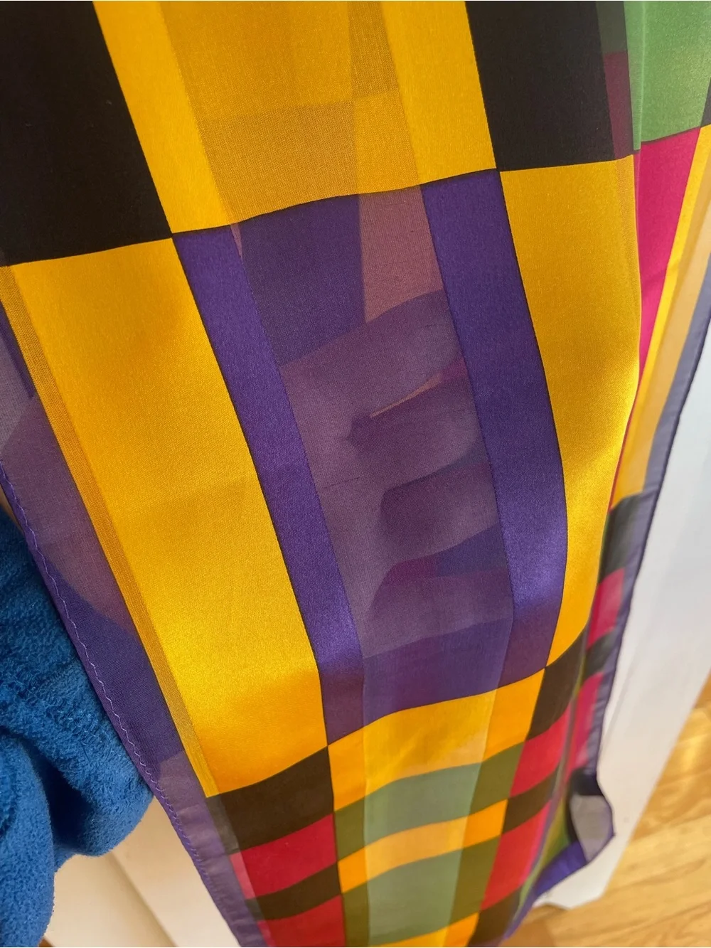 Vintage Adrienne Vittadini Rectangular Silk Scarf Jewel Tone 11x 52